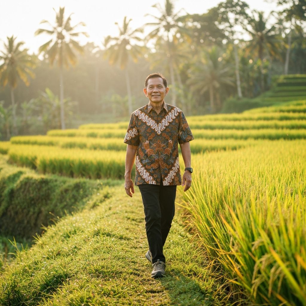 Pria dewasa menikmati aktivitas outdoor di alam Indonesia